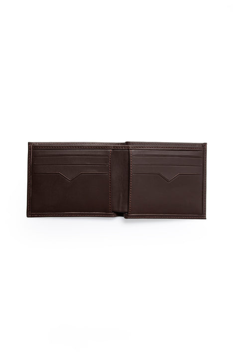 Dark Brown Plain Card Holder with Money Compartment, Genuine Leather Wallet with Gift Box