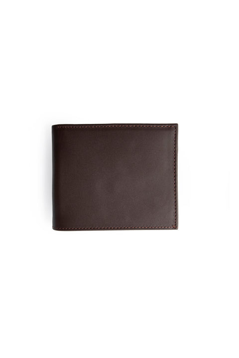 Dark Brown Plain Card Holder with Compartments, Genuine Leather Wallet with Gift Box