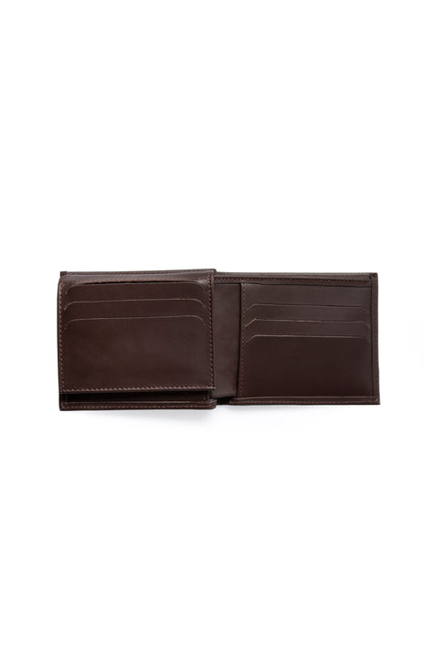 Dark Brown Plain Card Holder with Compartments, Genuine Leather Wallet with Gift Box