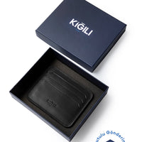 Genuine Leather Card Holder with Black Gift Box