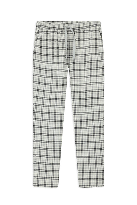 Mid-Grey Melange Cotton Plaid Knitted Pyjama with Bag - Sweatpants