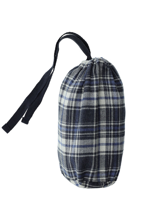 Mid Navy Cotton Plaid Knit Pajama - Sweatpant