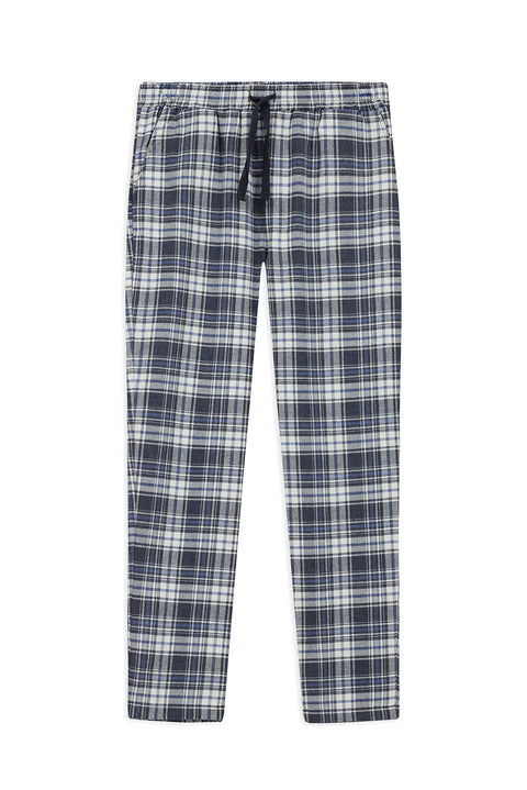 Mid Navy Cotton Plaid Knit Pajama - Sweatpant