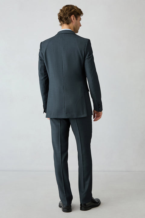 Dark Navy 8 Dr Muscle Fit Striped Wool Double Breasted Peak Lapel Suit