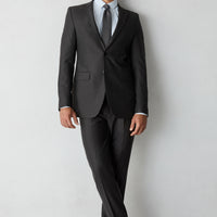Acı Kahve 8 Drop Long Slim Fit Uzun Dar Kesim Yün Keten Karışımlı Desenli Mono Yaka Takım Elbise