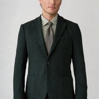 Dark Green 7 Drop Slim Fit Notch Lapel Textured Wool Blend Knitted Classic Jacket