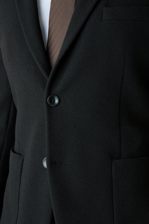 Black 7 Drop Super Slim Fit Plain Weave Classic Jacket