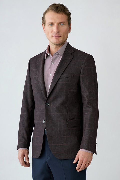 Dark Burgundy 6 Drop Regular Fit Notch Lapel Wool Classic Jacket