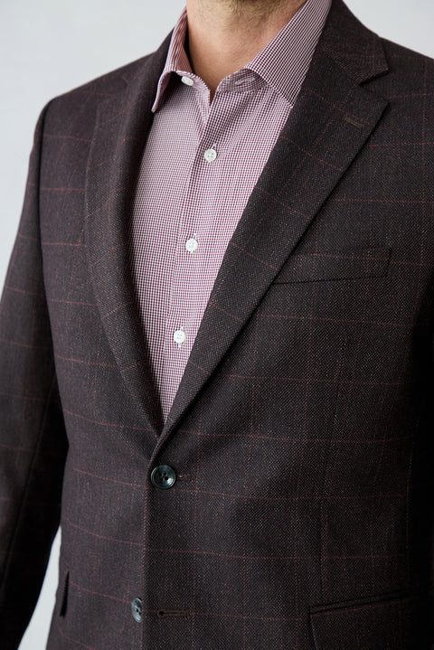 Dark Burgundy 6 Drop Regular Fit Notch Lapel Wool Classic Jacket