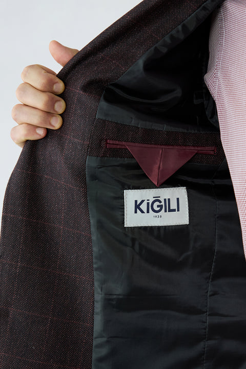 Dark Burgundy 6 Drop Regular Fit Notch Lapel Wool Classic Jacket