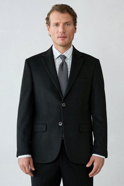 Black 4-Drop Relaxed Fit Shawl Lapel Plain Classic Jacket