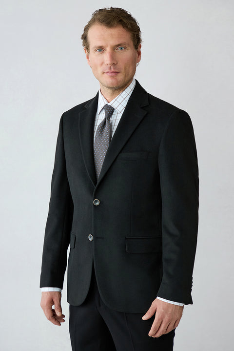 Black 4-Drop Relaxed Fit Shawl Lapel Plain Classic Jacket