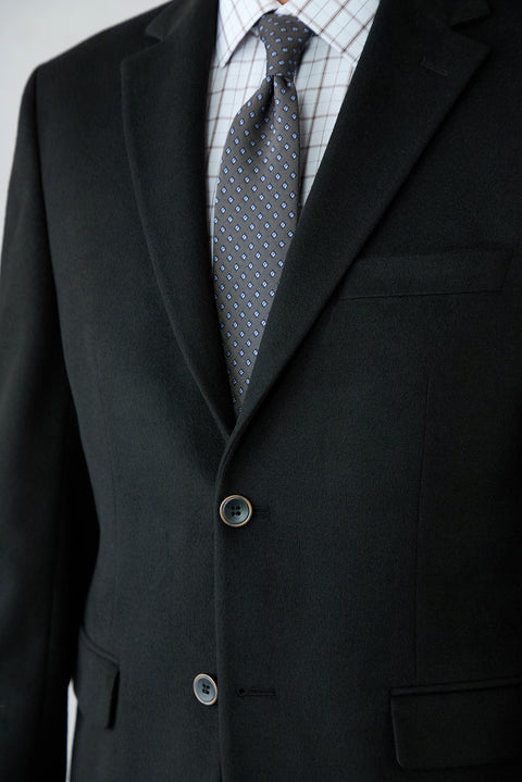 Black 4-Drop Relaxed Fit Shawl Lapel Plain Classic Jacket