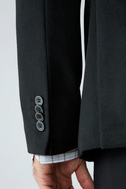 Black 4-Drop Relaxed Fit Shawl Lapel Plain Classic Jacket