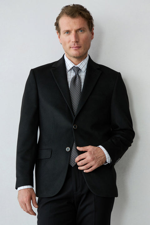 Black 4-Drop Relaxed Fit Shawl Lapel Plain Classic Jacket
