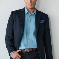 Dark Navy 4 Drop Relaxed Fit Peak Lapel Plain Classic Jacket