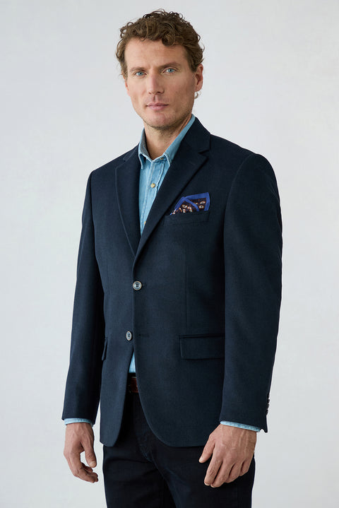 Dark Navy 4 Drop Relaxed Fit Peak Lapel Plain Classic Jacket