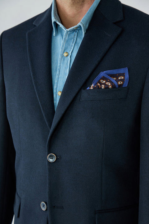 Dark Navy 4 Drop Relaxed Fit Peak Lapel Plain Classic Jacket