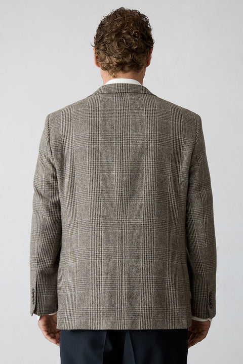 Medium Brown 4 Drop Relaxed Fit Notch Lapel Wool Classic Jacket