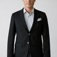 Siyah 7 Drop Slim Fit Dar Kesim Desenli Mono Yaka Blazer Ceket