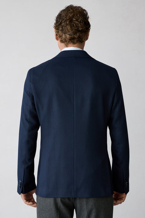 Koyu Lacivert 7 Drop Slim Fit Mono Yaka Armürlü Klasik Blazer Ceket
