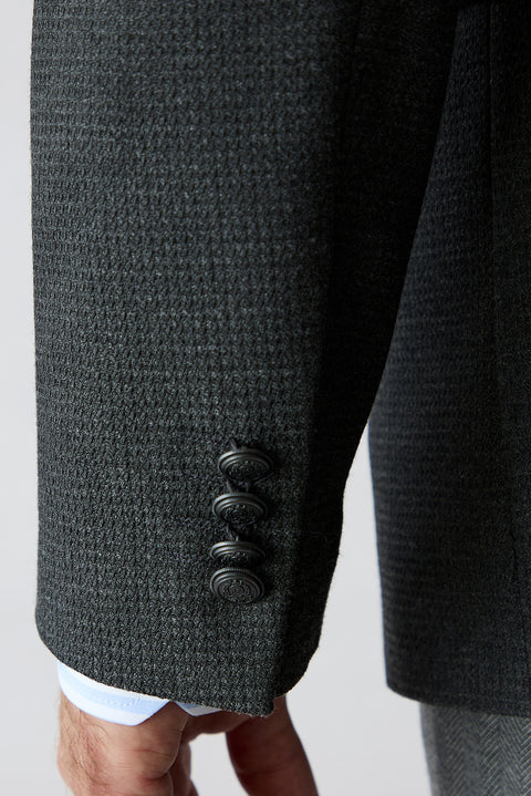 Açık Antrasit 6 Drop Regular Fit Standart Kesim Desenli Mono Yaka Blazer Ceket