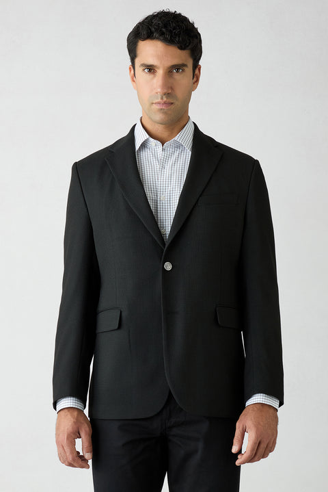 Siyah 4 Drop Relaxed Fit Rahat Kesim Desenli Mono Yaka Blazer Ceket