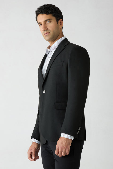 Siyah 4 Drop Relaxed Fit Rahat Kesim Desenli Mono Yaka Blazer Ceket