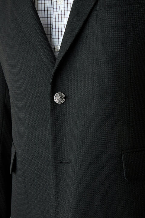 Siyah 4 Drop Relaxed Fit Rahat Kesim Desenli Mono Yaka Blazer Ceket