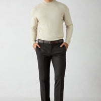 Koyu Kahve 7 Drop Slim Fit Dar Kesim Yünlü Klasik Kumaş Pantolon