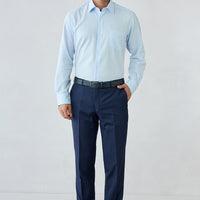 Dark Navy 7-Drop Slim Fit Textured Classic Trousers