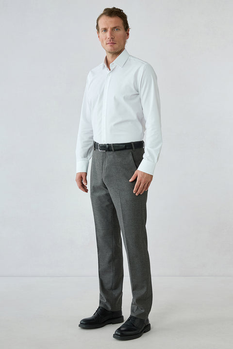 Medium Brown 6 Drop Regular Fit Herringbone Classic Trousers