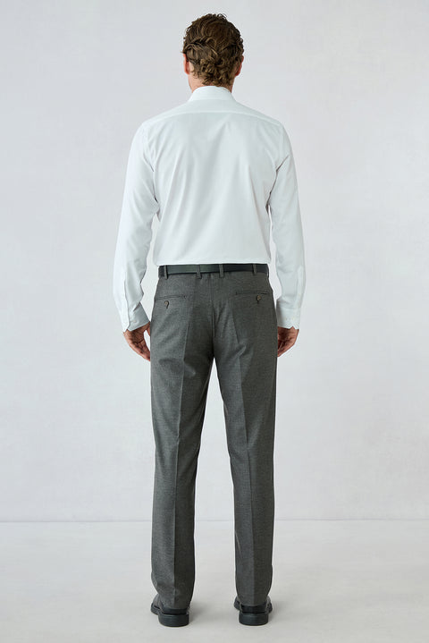 Medium Brown 6 Drop Regular Fit Herringbone Classic Trousers