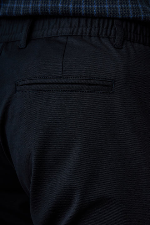 Dark Navy Regular Straight Fit Plain Stretchy Sport Trousers