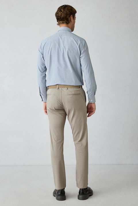 Orta Vizon Straight Regular Fit Lyocell Karışımlı Beli Lastikli Pileli Kanvas / Chino Pantolon