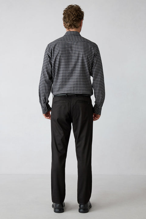 Siyah Regular Fit Standart Kesim Lyocell Karışımlı Yandan Cepli Likralı Esnek Kanvas / Chino Pantolon