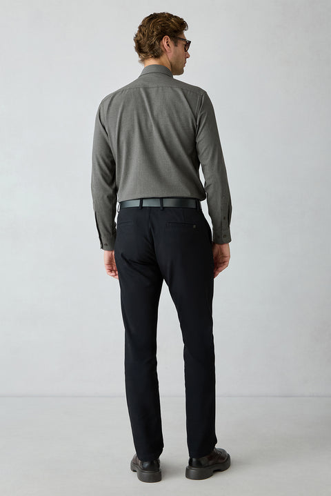 Koyu Lacivert Relaxed Fit Rahat Kesim Modal Karışımlı Yandan Cep Kanvas / Chino Pantolon