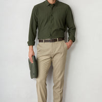 Orta Bej Regular Fit Standart Kesim Yandan Cep Pamuklu Kanvas / Chino Pantolon