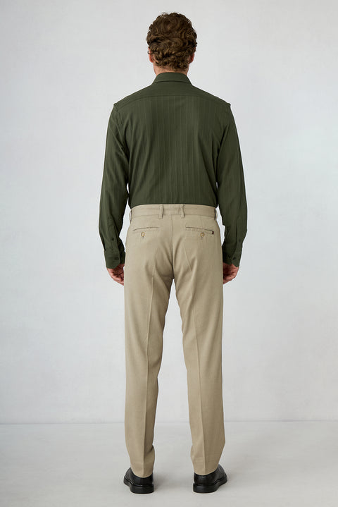 Orta Bej Regular Fit Standart Kesim Yandan Cep Pamuklu Kanvas / Chino Pantolon