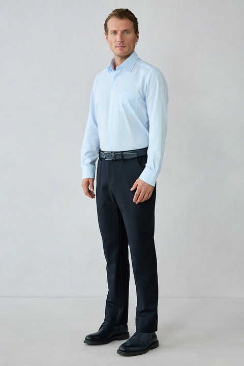 Dark Navy Regular Fit Plain Elasticated Waist Wool Blend Sports Trousers