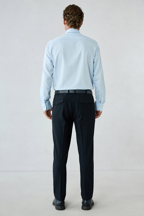 Dark Navy Slim Fit Elastic Waist Sports Trousers