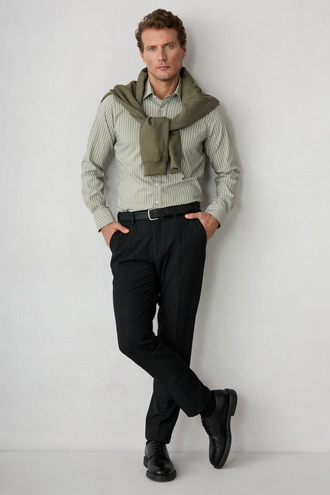 Dark Anthracite Slim Fit Elastic Waist Sports Trousers