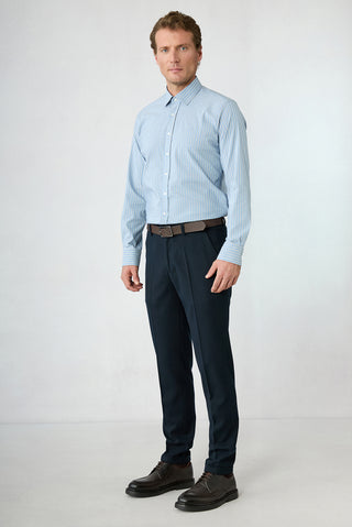  Koyu Lacivert Slim Staright Fit Yünlü Spor Pantolon