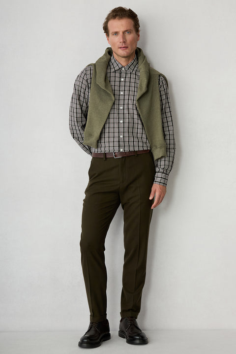 Orta Vizon Straight Slim Fit Lyocell Yün Karışımlı Yandan Cep Beli Lastikli Kanvas / Chino Pantolon