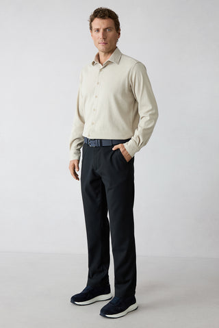  Koyu Lacivert Relaxed Fit Rahat Kesim Yandan Cep Likralı Esnek Kanvas / Chino Pantolon