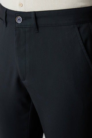  Koyu Lacivert Relaxed Fit Rahat Kesim Yandan Cep Likralı Esnek Kanvas / Chino Pantolon