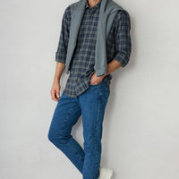 İndigo Tapered Fit 5 Cep Pamuklu Denim Pantolon