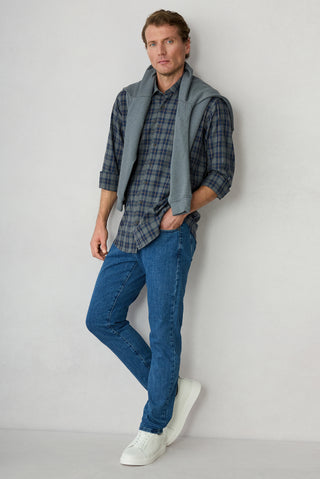  İndigo Regular Fit 5 Cep Pamuklu Denim Pantolon
