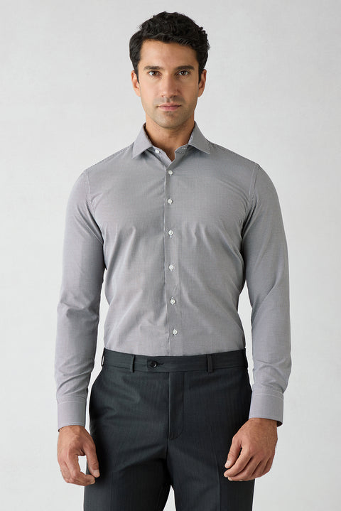Koyu Kahve Uzun Kol Slim Fit Ekose Pamuklu Kolay Ütülenebilir Klasik Gömlek