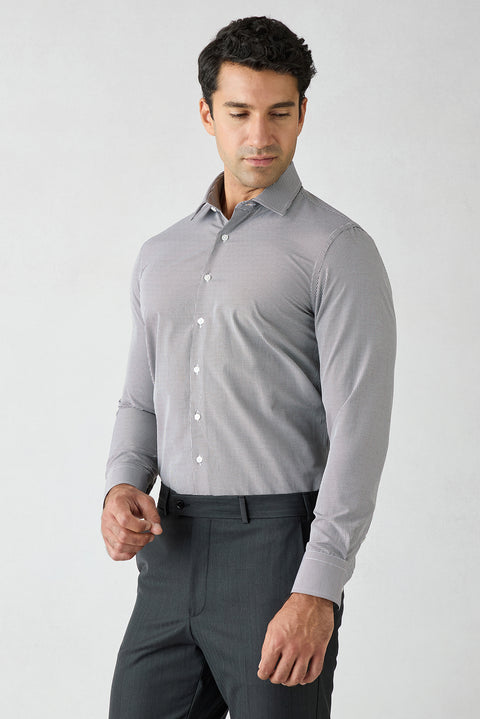 Koyu Kahve Uzun Kol Slim Fit Ekose Pamuklu Kolay Ütülenebilir Klasik Gömlek